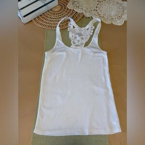 American Eagle Outfitters White Lace Detail Tank